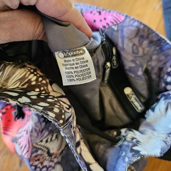LeSportsac Nadine Butterfly Purse Drawstring Bucket Tote Medium Shoulder Bag - Picture 4 of 5